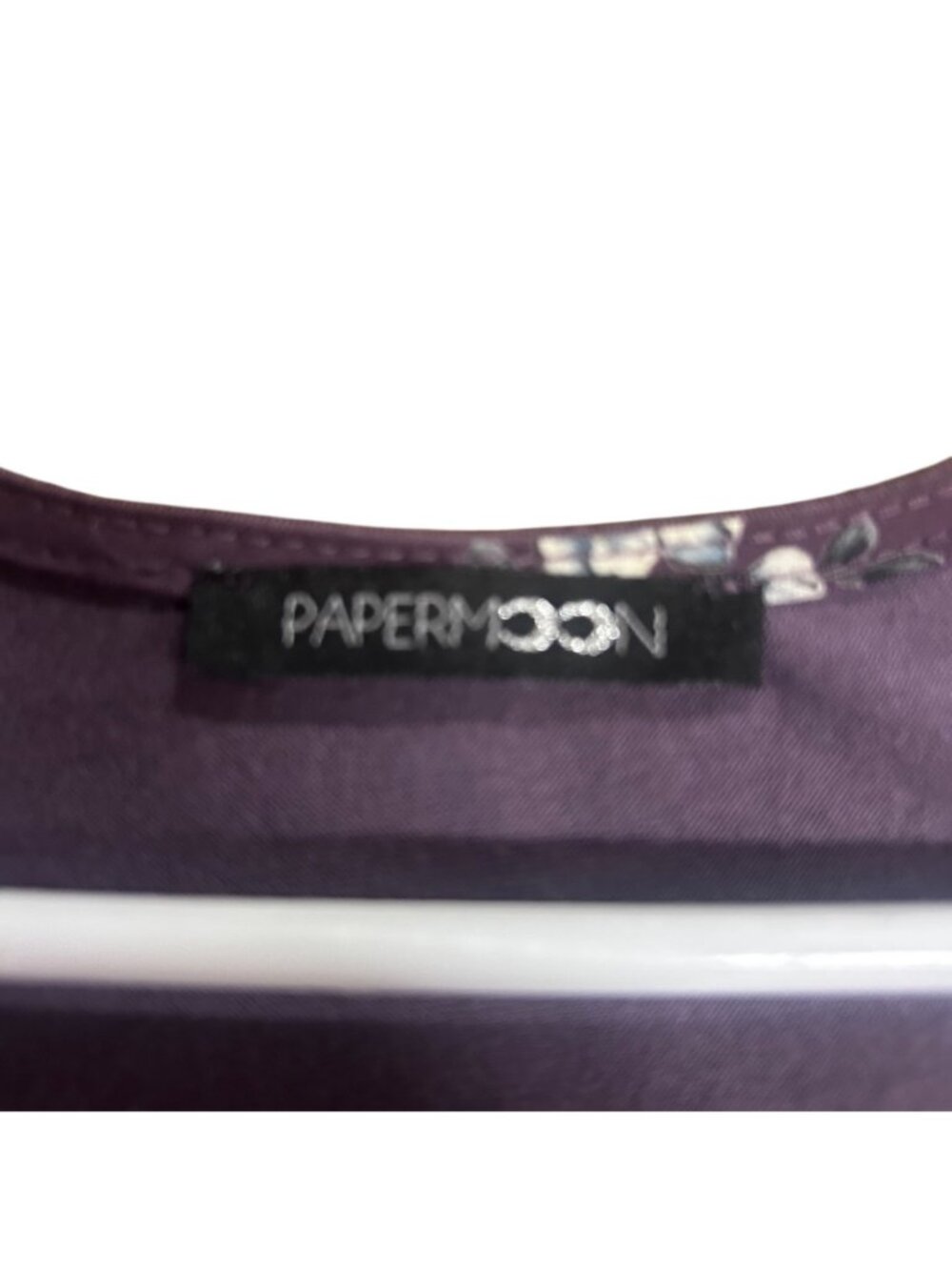 Papermoon Purple Floral Print Cap Sleeve Blouse Womens Size Large GUC - Picture 6 of 9